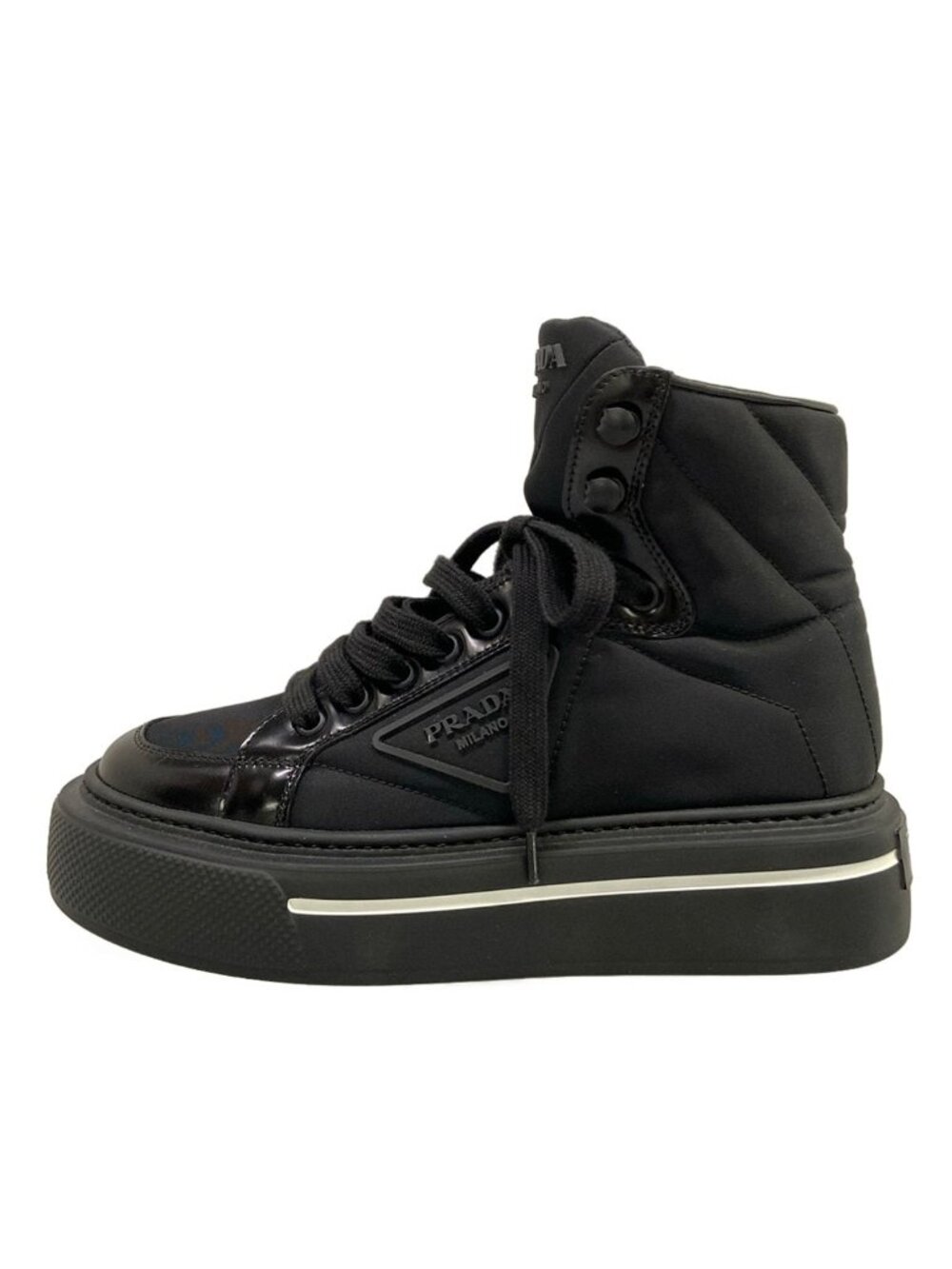 Prada Sneakers Black Re-Nylon Triangle Logo Leather